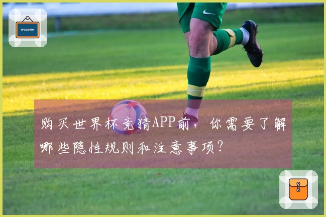 购买世界杯竞猜APP前，你需要了解哪些隐性规则和注意事项？